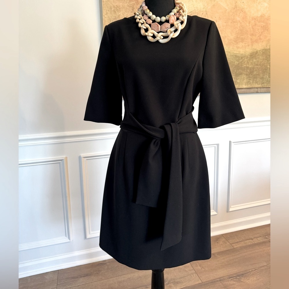 Alice + Olivia Black Midi Dress with Tie Waist